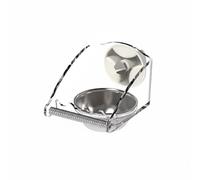 Fonowx Comedero de Aves Acrílico con Percha Antidesgaste Tazón de Acero Inoxidable Protector contra Salpicaduras Fijación con Tornillo Visión Clara Adecuado, S