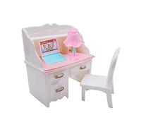 Fonowx Conjunto de Escritorio Y Silla para Casa de Muñecas, Que Incluye Una Mesa para Portátil en Miniatura Y Accesorios para Escenas de Bricolaje. Construcc, con portátil