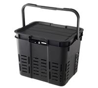 Fonowx Contenedor de Almacenamiento Exterior Caja Organizador Recipiente Baúl con Tapa Diseño para Apilar y Guardar en Espacios Reducidos con Cierre Firme, Negro, 39 30 35.7 22L