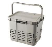Fonowx Contenedor de Almacenamiento Exterior Caja Organizador Recipiente Baúl con Tapa Diseño para Apilar y Guardar en Espacios Reducidos con Cierre Firme, Gris Plateado, 34 26.2 26.5 16L