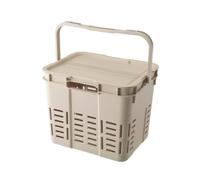 Fonowx Contenedor de Almacenamiento Exterior Caja Organizador Recipiente Baúl con Tapa Diseño para Apilar y Guardar en Espacios Reducidos con Cierre Firme, Caqui, 34 26.2 26.5 16L
