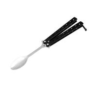Fonowx Cuchara Mariposa para Exteriores, 23 Cm, Utensilio de Cocina Plegable para Camping, Ideal para Picnics Y Mochileros, mango negro