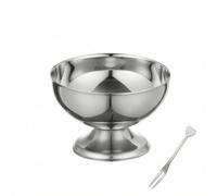 Fonowx Cuenco de Acero Inoxidable Postre Taza Copa Compotera con Base Corta y Acabado Pulido Resistente a la Corrosión Incluye Tenedor Adecuada para, Plateado, Pequeño 160ml