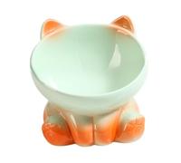 Fonowx Cuenco de Cerámica para Comedero de Mascotas, Cuenco de para Gatos, Recipiente de Agua para Alimentación Elegante Y Resistente, para Gatitos, Graduado Naranja Verde