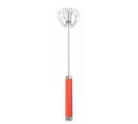 Fonowx de Huevos Varilla Mezcladora Espumador de Mano con Diseño Semiautomático de Acero Inoxidable y Mango Ergonómico Adecuado para Crema Espumar Leche Mezclar Salsas Cocina Doméstica, Red, L