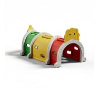 Fonowx de Juego para Niños Infantil de Gateo Pasadizo de Actividades Juguete de Escalada Fabricado en HDPE para Fomentar Coordinación y Equilibrio con, Túnel De León De 3 Secciones, Multicolor