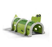 Fonowx de Juego para Niños Infantil de Gateo Pasadizo de Actividades Juguete de Escalada Fabricado en HDPE para Fomentar Coordinación y Equilibrio con, Túnel De Cocodrilo De 3 Secciones, Color Verde