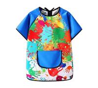 Fonowx Delantal Impermeable Tipo para Pintar con Bolsillo, Delantal Infantil para Manualidades, Babero de Cocina de Manga Corta, Adecuado para El Hogar, Azul Xl, tal como se describe