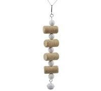 Fonowx Dispositivo para Forrajear Aves Accesorio Estimulante Colgante Madera Corcho Campana Adecuado para Aves Inquietas Enriquecer Su Espacio Promover Hábitos Saludables en el Hogar, Blanco