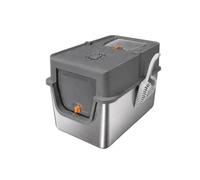 Fonowx Enclosed Litter Container Caja Sanitaria Cerrada Arenero Gato Cubierto Baño para Mascotas de Acero Inoxidable con Puerta Transparente y Tapa con, Gris Oscuro