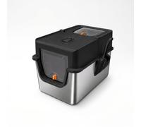 Fonowx Enclosed Litter Container Caja Sanitaria Cerrada Arenero Gato Cubierto Baño para Mascotas de Acero Inoxidable con Puerta Transparente y Tapa con, Negro