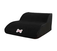 Fonowx Escalera para Perros con Cubierta Lavable, Cien Rampas, Niveles de Perros para Mascotas Pequeñas Gatos Perros Mayores, Negro