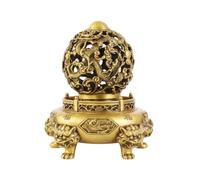 Fonowx Escultura Decorativa Dragón de Latón con Esfera Giratoria y Base Tipo Incensario Talla Abierta y Relieves en Pedestal Adecuada para Sala de Estar Oficina Jardín, 7 Pulgadas, Dragón, Bronce