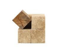 Fonowx Escultura Geométrica Bloques Geométricos Artística Adorno Mármol y Travertino Elegante Adorno Piedra con Veteados para Comedor