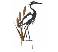 Fonowx Estaca de Jardín Decorativa Estaca Ornamental de Exterior Figura de Pájaro con Hierbas Hierro Robusto Acabado Negro y Óxido Que Se al Entorno Adecuada para Parterres Senderos y Césped
