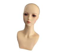 Fonowx Estante de cabeza femenina calva con maquillaje, cabeza de entrenamiento de cosmetología profesional para gorra, peinado, gafas, peluca, sombrero,