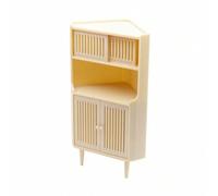 Fonowx Estantería Esquinera Miniatura Vitrina Mueble Armario con Frente Ranurado E Inferior y Tiradores Redondos Estructura Compacta para Ahorro de