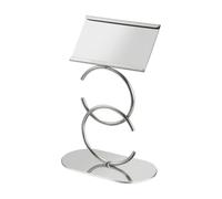 Fonowx Expositor Mesa con Placa Rectangular Autoportan Señalador Buffet con Base Ovalada Metal Menú Restauran para Restaurans, Anillos Doble Círculo