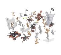 Fonowx Figuras de Caballeros Medievales, Juego de Construcción de Castillos con Caballos,