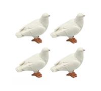 Fonowx Figurita de Resina Paloma Miniatura Pájaro Diorama Escena Miniatura Decoración con Modelado Realista y Apariencia, Blanco, Figura De Paloma Miniatura, Escala 1 64, Paquete De Cuatro Unidades