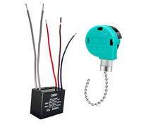 Fonowx Interruptor de Control de Ventilador de Techo de 3 Velocidades con 5 Cables para Iluminación de Gabinete, Cadena de Plata