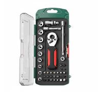 Fonowx Juego de Carraca de Vaso Llaves Dados Adaptadores Puntas con Acceso Compacto 1 4 Pulgadas Control en Espacios Reducidos Aleación S2 y Estuche Adecuado, Mango De Goma