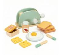 Fonowx Juego de Té de Madera para Niños Vajilla de Juguete Juego Simbólico Set de Cocina Jarra y Tazas Estimula el Lenguaje y la Sociabilidad Adecuado para