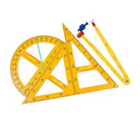 Fonowx Kit de 4 Reglas de Geometría Matemática, Compás, Material Didáctico para La Enseñanza, Medición de ángulos Y Herramientas de Dibujo.