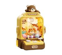 Fonowx Máquina de Garra Clásica Juguete Arcade Máquina Cazadora de Muñecos Mini Juego Material PP Aprendizaje Motor Adecuada para Niños Adultos, MarrÓn