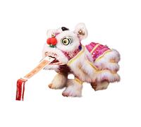 Fonowx Marioneta León Juguete con Cuerda Marioneta Danza Tradicional Artesanía China Títere Manual Cuerda Hecho a Mano Material PP Felpa para Decoración, Rosa Blanco
