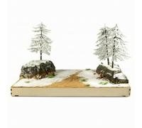 Fonowx Material de Manualidades Estacionales Kit de Escenografía Diorama Base Terreno Maqueta Árboles Elementos Vegetación Mixto con Detalles de Roca con, Escena De Nieve De Principios De Primavera