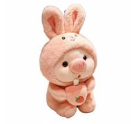 Fonowx Muñeco de Peluche Cerdito Muñeca Juguete con Taza Té Peluche Suave con Diseño Divertido Adecuado para Regalo Niños Colección Escritorio, 35CM, Conejo