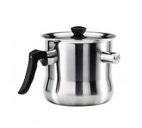 Fonowx Olla de Leche de Acero Inoxidable Cazo Sartén con Tapa y Doble Asa Cuerpo Cilíndrico Estable Manejo Cómodo Apta para Calentar Guisar y Cocinar en, Plateado, Acero Inoxidable, 2L
