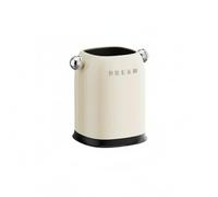 Fonowx Papelera Decorativa Doble Capa Cubo de Basura Cesto de Residuos Bote de Desechos con Diseño Minimalista Apertura sin Tapa para Desecho Ágil, Blanco Crema