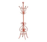 Fonowx Perchero Miniatura Perchero Colgador Mueble Soporte de Ropa con Acabado Clásico y Volutas Decorativas en Hierro Ganchos Superiores Útiles Adecuado, Rosa