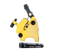 Fonowx Pinza de Freno de Bicicleta Hidráulica de Disco con Pistón de Doble Cámara Cuerpo Rígido de Aleación y Adaptador de Montaje Plano para Integración, Dorado, 140/160mm