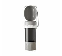 Fonowx Portátil para Mascotas Botella Comedero Dispensador Recipiente con Doble Depósito y Tapa de PP Apto para Adecuado para Caminatas Excursiones Transporte en Coche, Gris