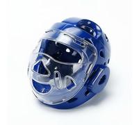 Fonowx Protector de Cabeza Taekwondo Casco Visera Máscara con Protección Facial y Espuma Amortiguadora Cierre de y Barbilla Elástica Adecuado para Artes Marciales Clases, Blue, M