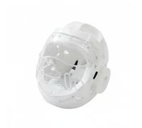 Fonowx Protector de Cabeza Taekwondo Casco Visera Máscara con Protección Facial y Espuma Amortiguadora Cierre de y Barbilla Elástica Adecuado para Artes Marciales Clases, White, XL