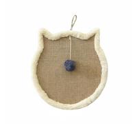 Fonowx Rascador para Gatos Jute Alfombra Tabla Juguete con Pelota Protege Muebles y Cortinas con Cuerda para Colgar y Uso Adecuado para Apartamentos Pequeños Entrenamiento y Juego, Beige, Cat Head