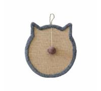 Fonowx Rascador para Gatos Jute Alfombra Tabla Juguete con Pelota Protege Muebles y Cortinas con Cuerda para Colgar y Uso Adecuado para Apartamentos Pequeños Entrenamiento y Juego, Gray, Cat Head