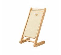 Fonowx Rascador para Gatos Tablero Rascador Rampa Inclinada Cama para Juguete con Borla de Sisal y Marco de Madera, L-Madera Maciza, Alfombrilla De Yute Blanca, 60cm De Alto