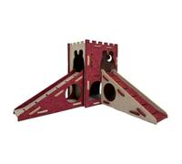 Fonowx Refugio para Pequeñas con Fácil de Montar Diseño con Rampa y Cueva de Fieltro Adecuado para Animales Pequeños Juegos y Escondite en Interior, Rojo