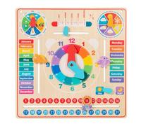 Fonowx Reloj Infantil de Aprendizaje con Calendario Tablero Educativo Marcadores Deslizantes y Rueda de Estaciones Adecuado para Educación Temprana Aula Juego en Casa