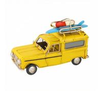 Fonowx Réplica de Vehículo Vintage Miniatura Figura Adorno de Construcción Metálica y Efecto Envejecido con Tabla en Adecuada para Estanterías Vitrinas Decoración, Amarillo Jengibre