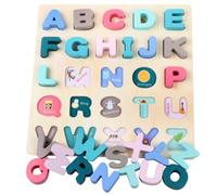 Fonowx Rompecabezas Educativo Infantil Alfabeto Tablero Letra Juguete Madera Aprendizaje Lenguaje Reconocimiento Letras con Fichas Gruesas Fácil Agarre Apto para Aula Juego en Casa Enseñanza Temprana