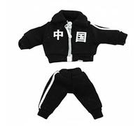 Fonowx Ropa Deportiva para Muñeca OB11 con Chaqueta Pantalón y Detalles Auténticos como Cremallera y Rayas para Cambios Sencillos Adecuada para Escenas Cotidianas y Colecciones de BJD , Negro