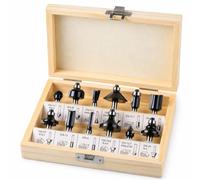 Fonowx Router Bits Juego de Brocas para Fresadora con 12 Piezas Cortadores Accesorios con Estuche de Madera con Pestillo Metálico y Separadores Adecuado para Talleres Montaje de Muebles Manualidades