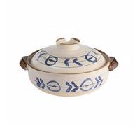 Fonowx Rústica para Cocina con Material Mineral Arcilla y Spodumena Decoración Pintada Termoestable Apta para Cocinar Guisos Porridge Cocina Diaria, 2.2L, Karakusa