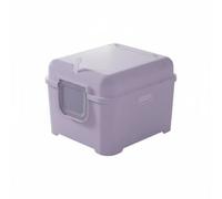 Fonowx Sanitario Gato Contenedor de Desechos Arenero Cubierto Interior Material Control de Olores Adecuado para Hogares Concurridos y Áreas Limpias, Púrpura Crema